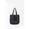 CASABLANCA BLACK RAFFIA TOTE BAG